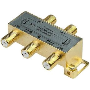 Monoprice Premium 4-Way Coax Cable Splitter - F-Type Screw, for Video VCR Cable TV Antenna, Gold Plated