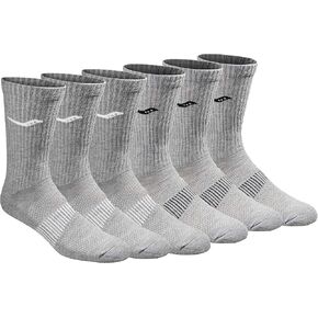Saucony Men's Mesh Ventilating Comfort Fit Performance Crew Socks, 3, 6, L-XL, Black Grey Foot (3 Pairs), Black Solid Foot (12 Pairs)