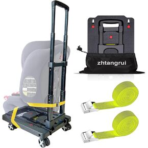 Car Seat Trolley for Airport - Car Seat Wheels Carrier Cart Roller for Airport - Travel Car Seat Dolly Foldable Luggage Hand Truck Cart with Straps