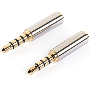 2.5mm Female to 3.5mm Male Adapter, 2 Pack Gold Plated Jack Stereo Full Metal Connector Converter for Smartphones, Headphone, Mic