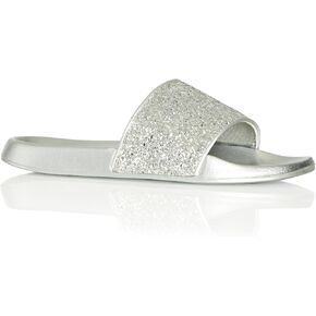 AVENUE Women's Cloudwalkers Wide FIT Slide Sally Sparkle Sandal, Silver, 10