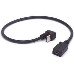 U Shaped Type C to Micro USB Cable, 180 Degree Angle USB-C Male to Micro USB Female Powerline Gaming Cord Adapter Support Charge and Sync for Laptop, Mobile Phone, Tablets (25cm)