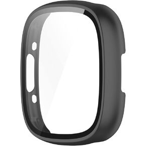 Smartwatch Full Coverage PC Protective Case Cover with Tempered Glass Screen Protector Compatible with Fitbit Versa 4, Soft and Durable Watch Accessories