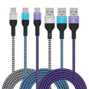 كابل شاحن USB C شحن سريع 6 أقدام/3 عبوات لموتورولا رازر 2024، رازر 2023، إيدج 2024، إيدج 2023 2022، إيدج 50 ألترا، موتو جي باور 5 جي 2024، موتو جي ستايلس 2024، جي بلاي، 3.1 أمبير نوع سي شاحن أندرويد