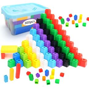300 Pcs Linking Cubes for Math with Storage Boxes, Kids Counting Blocks for Math STEM Connecting Cubes Math Manipulatives Classroom Learning Supplies for Preschool and Elementary Aged Kids