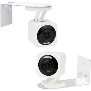 2Pack Adhesive Metal Wall Mount Bracket for WYZE CAM V4,/V3, Rustproof Painted for WYZE CAM Pan V3/V2, Two Ways Installation, No Drill, Get The Best View