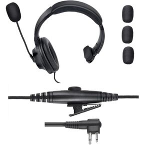 Walkie Talkie Over The Ear Headset Noise Reduction Earmuff Headphone Earpiece with Ptt Boom Mic for Motorola 2 Pin Radio cls 1110 1410 cp200 cp185 cp100d dlr 1060(Big Earmuffs) (Single Sided)