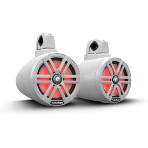 Rockford Fosgate M2WL-8 Color Optix Multicolor LED Lighted 8" 2-Way Marine Wake Tower Cans & Speakers 250 Watts RMS / 1000 Watts Peak with Stainless & Sport Grilles, Mounting Hardware - White (Pair)