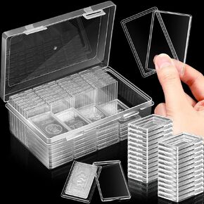 100 Pcs Silver Bar Case Silver Bar Holder Clear 1oz Silver Bar Storage Acrylic Silver Bullion Holders Silver Bar Storage Case and Plastic Storage Organizer Box for 1 oz Silver Bar 1 Troy Ounce Bar