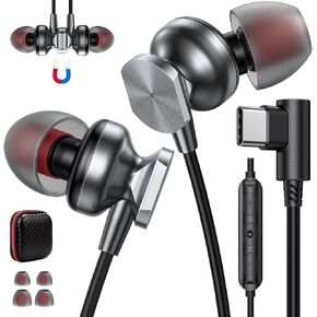 USB C Headphones Wired for iPad 10 Pro Air, Type C Earphones with Microphone HiFi Stereo in-Line Magnetic in Ear Wired Earbud for Samsung S24 Ultra S23 Fe S22+ iPhone 16 15 Pro Max Plus Pixel 9 8 7 6