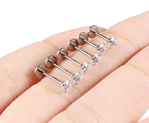 Cisyozi 20G 18G 16G F316 Titanium Lip Labret Medusa Monroe Ashley Nose Ring Stud Screw in Piercing Jewelry Hypoallergenic Implant Flat Back Tragus Helix Cartilage Earring for Women Men 6mm 8mm 10mm in Saudi Arabia