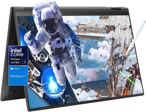 قلم لمس للكمبيوتر المحمول LG gram 14 - 16 Core Intel Ultra 7 155H - ذاكرة الوصول العشوائي 32 جيجابايت - SSD 2 تيرابايت - شاشة WUXGA - كمبيوتر محمول Intel Evo 2 في 1 - لوحة مفاتيح بإضاءة خلفية - سامسونج - جهاز لوحي - Windows 11-2024 in Saudi Arabia