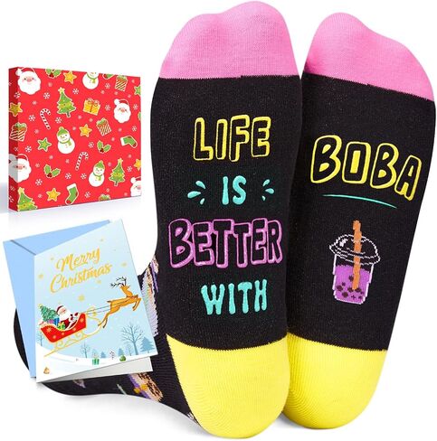 Zmart Funny Crazy Boba Gifts Socks for Teen Girls Boys, Kawaii Boba Bubble Milk Tea Gifts Boba Lover Drinker Gifts for Women Men, Cute Boba Socks in Saudi Arabia