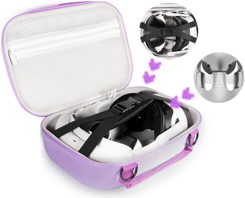 alltravel VR Headset Shoulder Case for Meta Quest 3 and Meta Quest 2, travel consolidation case for VR headset, controllers, charger and other accessories (Purple) in Saudi Arabia