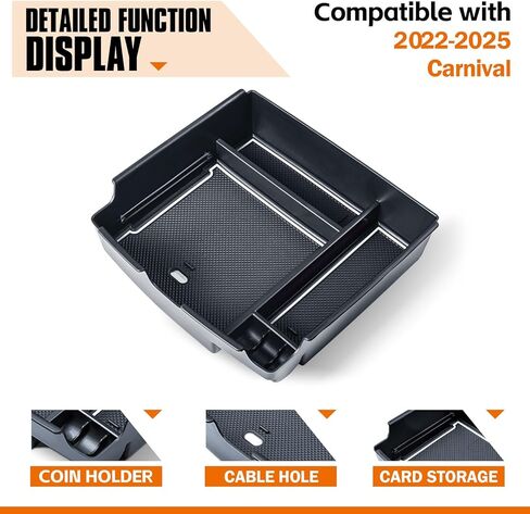 TACORBO Center Console Organizer Compatible with Kia Carnival 2024 2023 2022 Accessories Insert Tray, KA4 MPV Armrest Secondary Storage Box, Black Trim in Kuwait