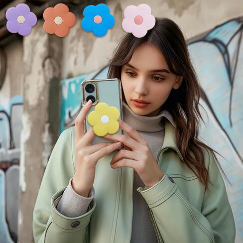 10 Pack 2D Cute Flower Stand Holder, Daisy Silicone Flower Shape Collapsible Expandable, Multi Functional Mobile Phone Grip Stand Holder for Smartphone Tablet Cell Phone Accessory in Saudi Arabia