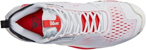 حذاء التنس WILSON Rush Pro Tour Mid للرجال - أبيض/أسود/أحمر/D متوسط ​​/ 13.0 in Saudi Arabia