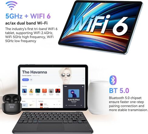 تابلت بلاك فيو 2024 مقاس 10 بوصات 8 واي فاي، 7 جيجابايت + 64 جيجابايت/TF 1 تيرابايت 6580 مللي أمبير في الساعة، شاشة HD + IPS 13 ميجابكسل + 8 ميجابكسل، كاميرا داول، أندرويد 12 جهاز لوحي للأطفال، طراز Wi-Fi 6، BT5.0/جسم معدني/Google GMS، أزرق in Kuwait