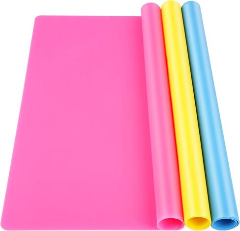 LEOBRO Silicone Mat for Resin Molds, 3 PCS Silicone Mats for Epoxy Resin, UV Resin, Play Dough Mat, Nonstick Silicone Sheets for DIY Crafts, Resin Silicone Molds, Orange & Purple & Blue,15.7"x 11.7" in Saudi Arabia