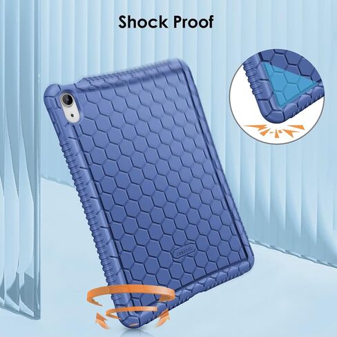 Fintie Silicone Case for iPad 10th Generation 10.9 Inch (2022 Model) - [Honey Comb Series] Light Weight Anti Slip Kids Friendly Shockproof Soft Protective Bumper Cover, Marine Blue in Saudi Arabia