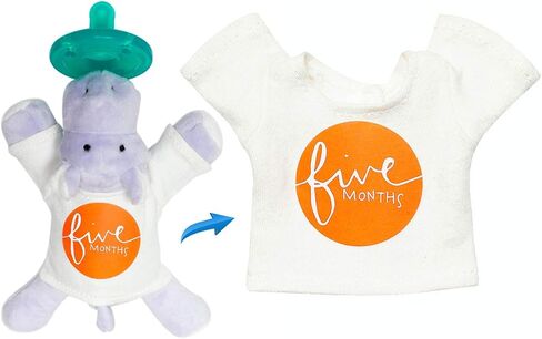 Infant Pacifier Attire Outfit, Fits Most Major Plush Pacifier Toy Brands, Self Fastener, Lightweight - White T Shirt with Monthly Milestone Stickers in Saudi Arabia