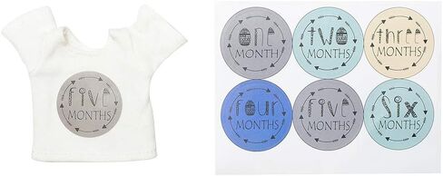 Infant Pacifier Attire Outfit, Fits Most Major Plush Pacifier Toy Brands, Self Fastener, Lightweight - White T Shirt with Monthly Milestone Stickers in Saudi Arabia