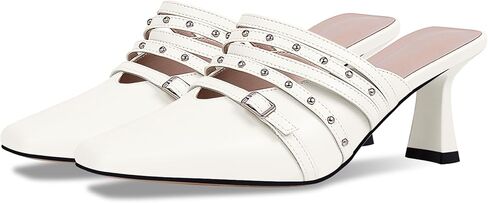 Women's Rivet Kitten Heel Closed Toe Buckle Mules Dress Shoes in Saudi Arabia
