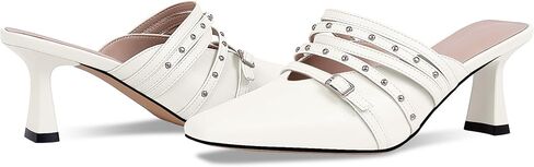 Women's Rivet Kitten Heel Closed Toe Buckle Mules Dress Shoes in Saudi Arabia
