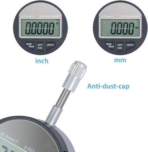 AUTOUTLET Digital Dial Indicator 0.01/0.0005'' Digital Indicator Probe Dial Test Gauge Range 0-25.4mm/1'' Dial Test Indicators Electronic Indicator Gauge Black in Saudi Arabia