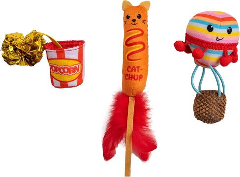Catstages Cute As A Bug Plush Interactive Cat Toys, Bug Themed Kicker Catnip Toys with Feathers, Crinkle, Mesh, 6pk, Small, Multicolored in Saudi Arabia