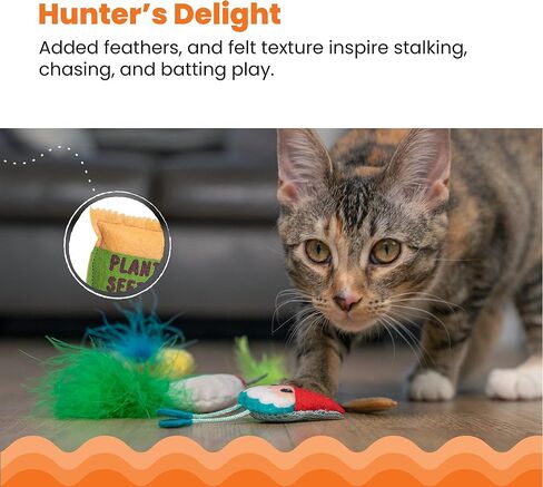 Catstages Cute As A Bug Plush Interactive Cat Toys, Bug Themed Kicker Catnip Toys with Feathers, Crinkle, Mesh, 6pk, Small, Multicolored in Saudi Arabia