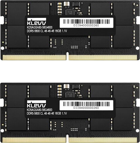 KLEVV DDR5 64GB (2x32GB) 5600MHz CL46 A-DIE 1.1V SODIMM ذاكرة الوصول العشوائي للكمبيوتر المحمول SK Hynix Chip (KD5BGSA80-56G460D) in Kuwait