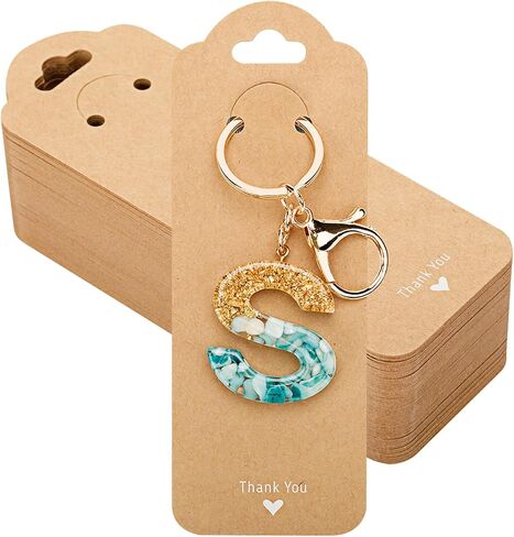 joycraft 100Pcs Keychain Cards, 2.1"x5.9" White Paper Cards Keychain Display Holder, Thank You Hanging Cards for Selling, Hanging Display Keychain, Bracelet, and Jewelry in Saudi Arabia