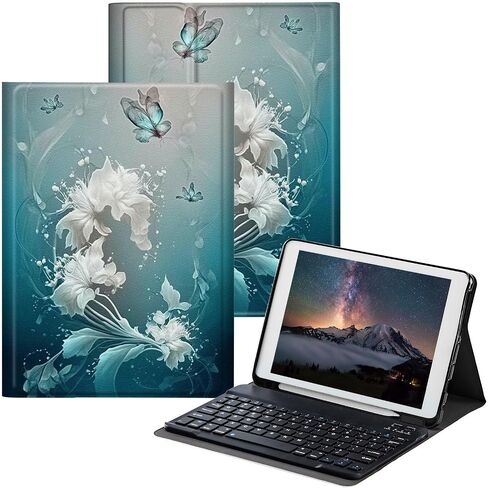 حافظة لجهاز iPad الجيل العاشر مع لوحة مفاتيح لجهاز iPad الجيل العاشر 10.9 بوصة 2022 مع لوحة مفاتيح لاسلكية قابلة للفصل وحامل قابل للتعديل لحماية الكمبيوتر اللوحي - طباعة بقرة عباد الشمس in Kuwait