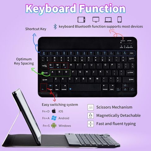 حافظة لجهاز iPad الجيل العاشر مع لوحة مفاتيح لجهاز iPad الجيل العاشر 10.9 بوصة 2022 مع لوحة مفاتيح لاسلكية قابلة للفصل وحامل قابل للتعديل لحماية الكمبيوتر اللوحي - طباعة بقرة عباد الشمس in Kuwait