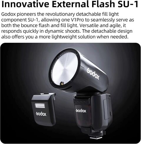 Godox V1 V1Pro F Flash Kit for Fuji Camera TTL Speedlight,2.4G Wireless,HSS 1/8000s,Detachable Sub Flash SU-1 for Fujifilm Cameras in Saudi Arabia