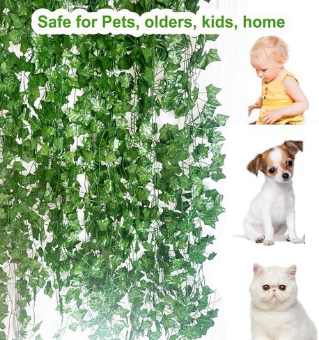 28 حزمة من إكليل اللبلاب الاصطناعي بطول 196 قدمًا، ونباتات أوراق اللبلاب المزيفة، ونباتات الكرمة الخضراء، وإكليل المنزل، والمطبخ، والشرفة، والحديقة، والمكتب، وحفلات الزفاف، وخلفيات للتصوير الفوتوغرافي في الهواء الطلق، غير متغيرة اللون in Kuwait