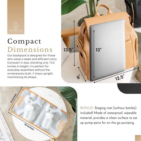 Vegan Leather Breast Pump Bag with prep mat | Compatible with Spectra S1 S2 | Pump Bag with cooler | Pumping bags for work | Wearable breast pump bag | Multipurpose Breast pump backpack in Saudi Arabia
