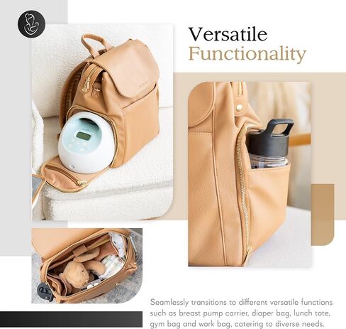 Vegan Leather Breast Pump Bag with prep mat | Compatible with Spectra S1 S2 | Pump Bag with cooler | Pumping bags for work | Wearable breast pump bag | Multipurpose Breast pump backpack in Saudi Arabia