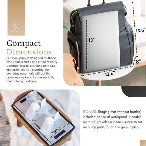 Vegan Leather Breast Pump Bag with prep mat | Compatible with Spectra S1 S2 | Pump Bag with cooler | Pumping bags for work | Wearable breast pump bag | Multipurpose Breast pump backpack in Saudi Arabia