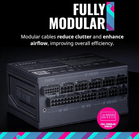Cooler Master V1100 SFX Platinum ATX3.0 Fully Modular Power Supply, 1100W SFX, 80+ Platinum Efficiency, ATX Bracket Included, SFX Form Factor, 10 Year Warranty (MPZ-B001-SFAP-BUS) in Saudi Arabia