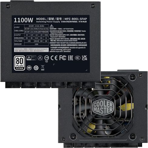 Cooler Master V1100 SFX Platinum ATX3.0 Fully Modular Power Supply, 1100W SFX, 80+ Platinum Efficiency, ATX Bracket Included, SFX Form Factor, 10 Year Warranty (MPZ-B001-SFAP-BUS) in Saudi Arabia