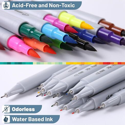 Mr. Pen- Dual Tip Brush Pens, 24 pcs, Assorted Color, Fine & Brush Tip Markers, Markers for Adult Coloring, Coloring Markers for Adults, Adult Coloring Markers, Brush Markers, Dual Tip Markers in Saudi Arabia
