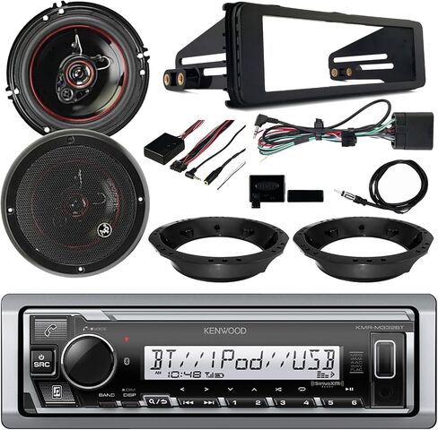 1998-2013 Harley Audio Bundle - Single DIN Digital Media Radio Receiver, 2X 6.5 Audiopipe CSL Series Speakers, Dash Radio Install Kit, Speaker Adapters, Thumb Control Module, Antenna in Saudi Arabia