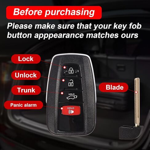 استبدال مفتاح فوب متوافق مع 2020 2021 2022 تويوتا هايلاندر سيارة دخول بدون مفتاح التحكم عن بعد بدء التشغيل عن بعد HYQ14FBC 8990H-0E020 314.3 ميجا هرتز 4 أزرار in Kuwait