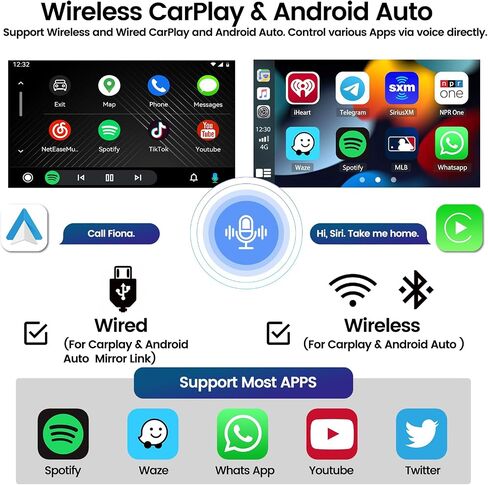 [2+32G] Hikity Wireless Carplay/Android Auto Car Radio for Audi A4 S4 RS4 2002-2008، 9 بوصة Android 13 شاشة تعمل باللمس ستيريو مع GPS/WiFi/FM RDS/SWC/Canbus/كاميرا احتياطية in Saudi Arabia