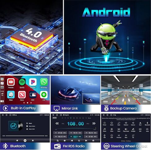 [2+32G] Hikity Wireless Carplay/Android Auto Car Radio for Audi A4 S4 RS4 2002-2008، 9 بوصة Android 13 شاشة تعمل باللمس ستيريو مع GPS/WiFi/FM RDS/SWC/Canbus/كاميرا احتياطية in Saudi Arabia