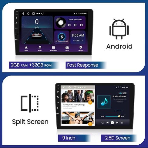 [2+32G] Hikity Wireless Carplay/Android Auto Car Radio for Audi A4 S4 RS4 2002-2008، 9 بوصة Android 13 شاشة تعمل باللمس ستيريو مع GPS/WiFi/FM RDS/SWC/Canbus/كاميرا احتياطية in Saudi Arabia