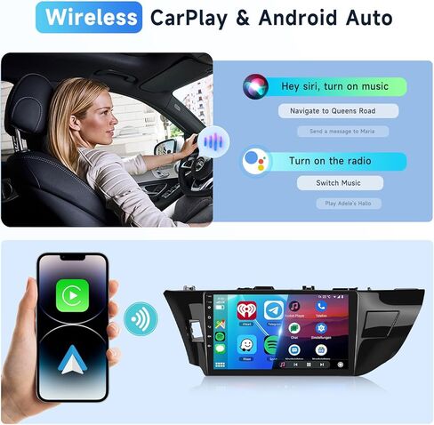 2G+64G Car Radio Stereo for Toyota Corolla 2014 2015 2016 with Wireless CarPlay/Android Auto, 10.1 Inch Android 13 Touch Screen Head Unit, GPS Navi WiFi Bluetooth Mirror Link SWC HD Camera in Saudi Arabia