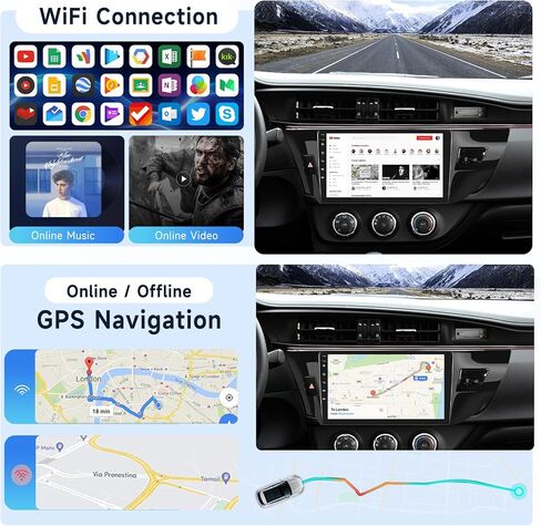 2G+64G Car Radio Stereo for Toyota Corolla 2014 2015 2016 with Wireless CarPlay/Android Auto, 10.1 Inch Android 13 Touch Screen Head Unit, GPS Navi WiFi Bluetooth Mirror Link SWC HD Camera in Saudi Arabia